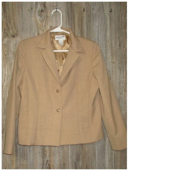 Pendleton Sz 12 Petite 12P Suit Blazer 100% Virgin Wool 2 Button Beige Tan - Picture 2 of 14